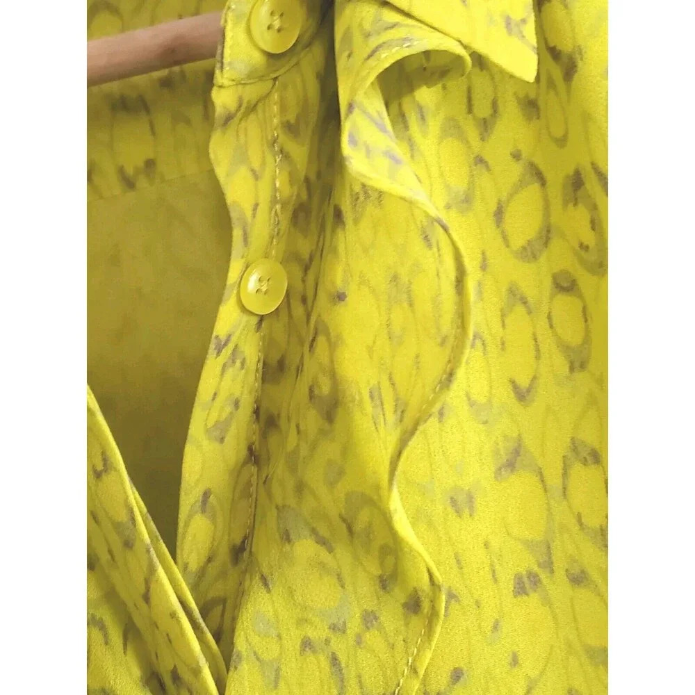 CAbi Reign Chartreuse Lime Chiffon Blouse Hi Low Hem Sleeveless Size Small - Picture 9 of 9